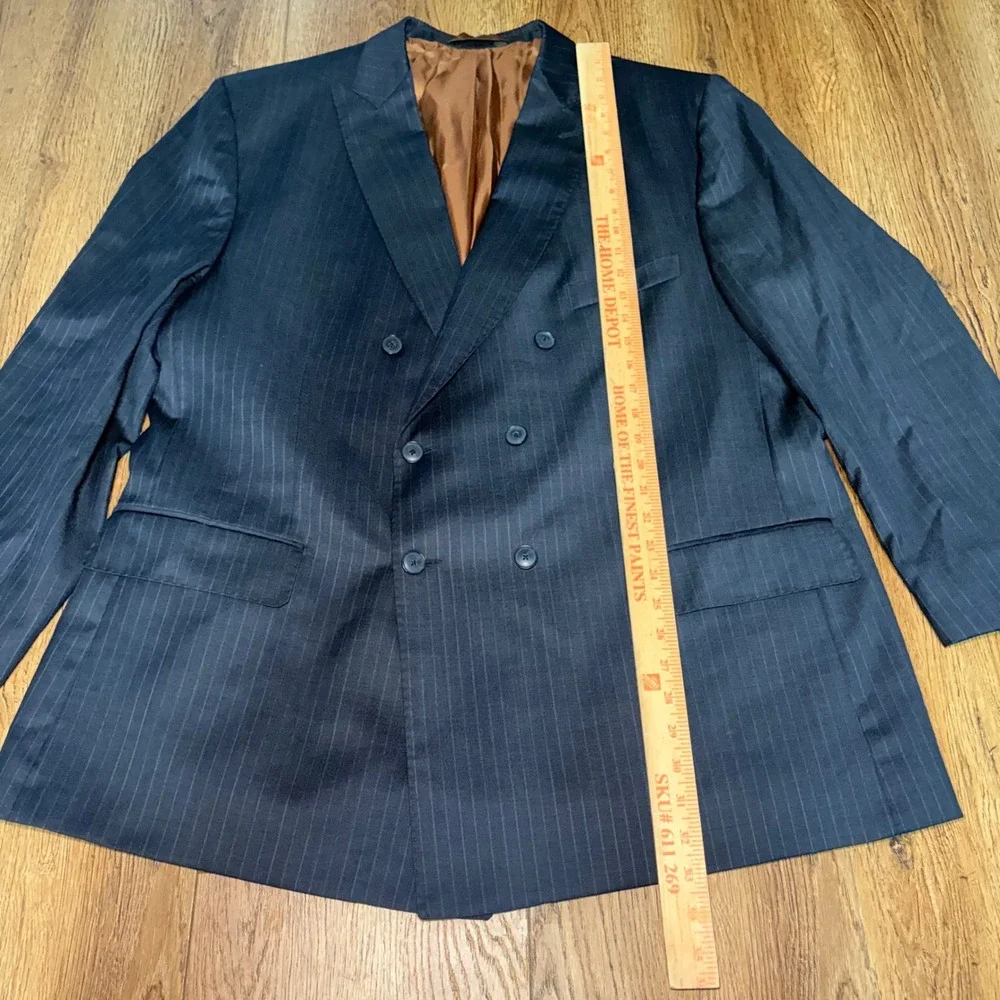 Jos A Bank Joseph Blazer Mens 50R Blue Pinstripe Wool Double Breasted  formal